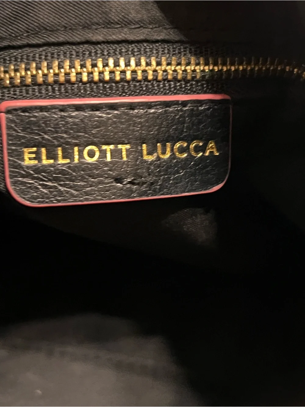 Elliott Lucca  Messina 3-Zip Leather Black Leather  with Gold-Tone crossbody bag